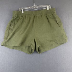 Old Navy Women XL Green Linen Blend Pull On Shorts Elastic Waist Casual Beachy